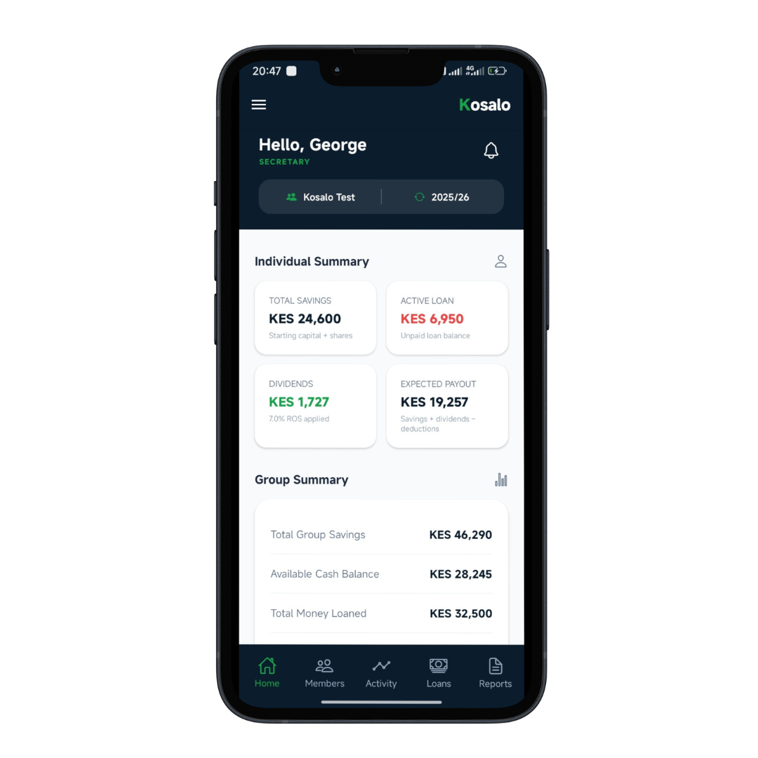 Home kosalo app homepage
